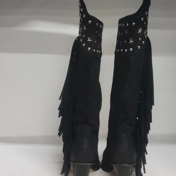 SOLD!!!!!Black Fringe Star-Studded Women's Boots - Picture 2 of 6